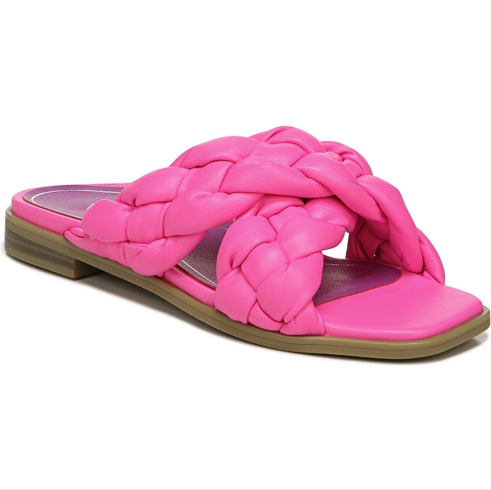 Vionic Kalina Braided Cross Strap Slide Sandal in Bubblegum Sz 7 BRAND NEW